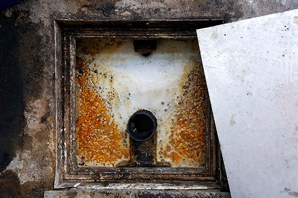 grease trap cleaning involves the removal of built-up grease and food debris from the trap to prevent blockages and odors